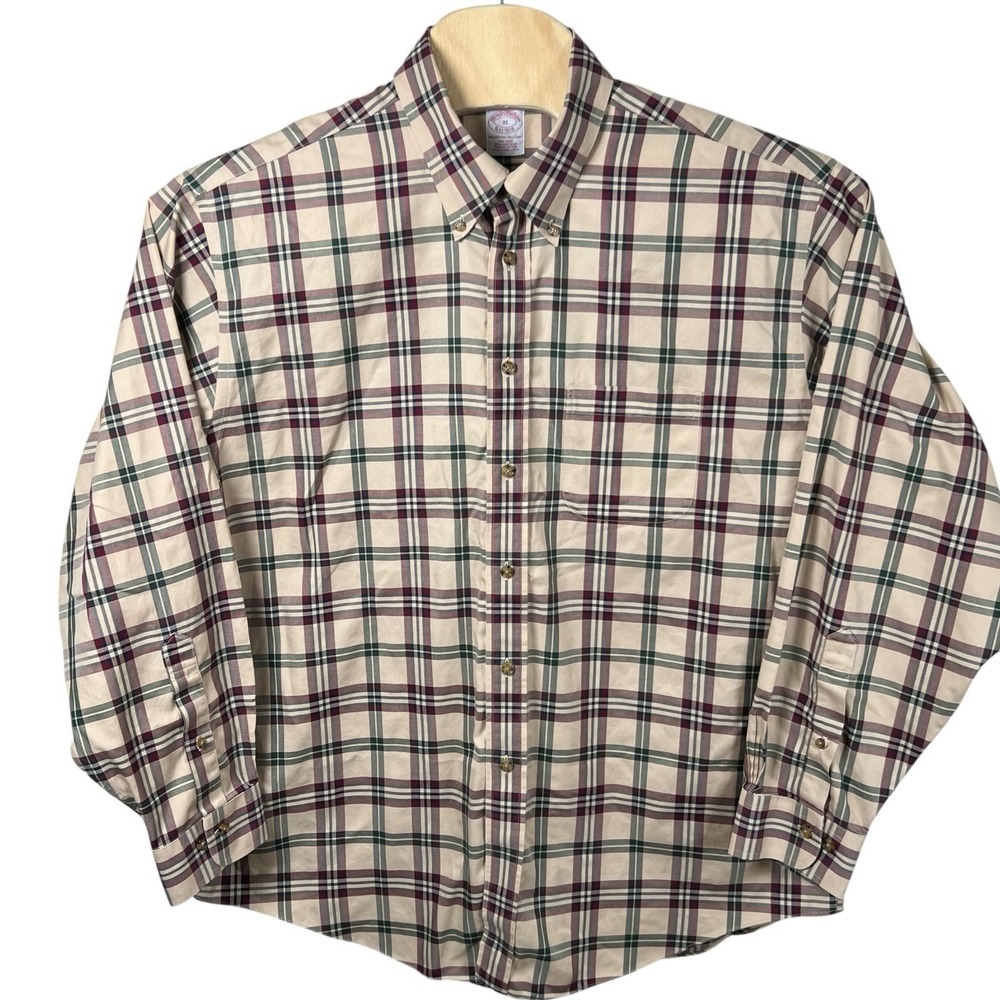 Brooks Brothers Mens XL Brown Plaid Long Sleeve Button Down‎ Shirt Supima Cotton - Picture 2 of 5